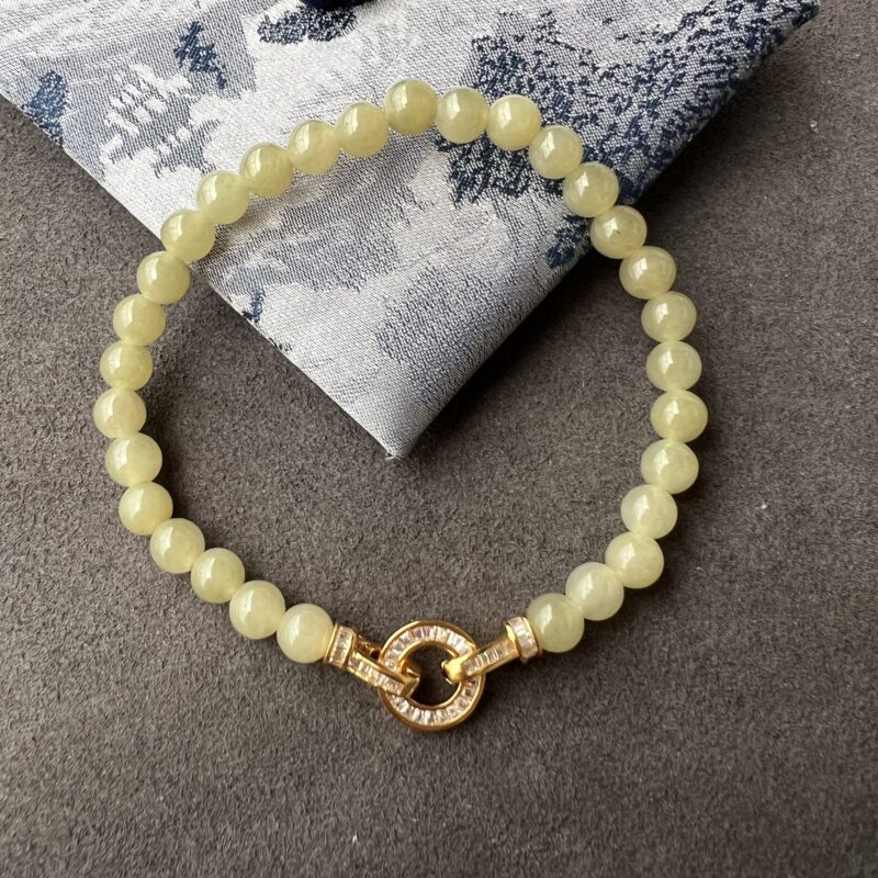 [5mm] Icy Yellow Jade Bracelet Beads, BBY-9913 | Certified Grade A Jade
