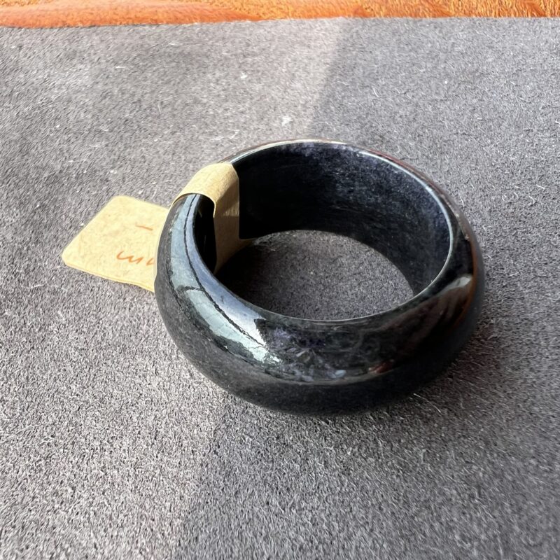 [HK25] Glutinous Icy Wu Ji / Black Jade Ring Full Jadeite Ring, RCW-0671 | Certified Grade A Jade