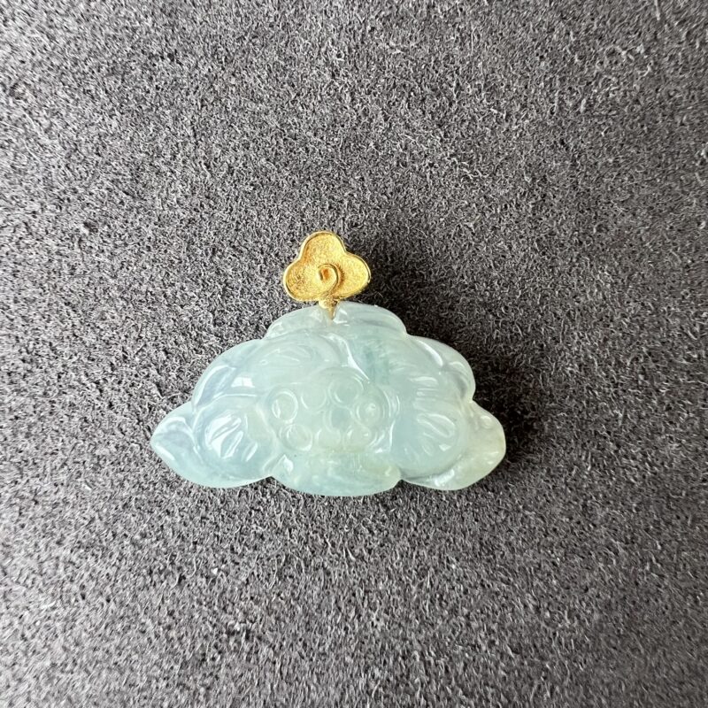 Icy Icy White Jade Pendant 18K Gold, Hand-carving Stone, PHI-0771 | Certified Grade A Jade