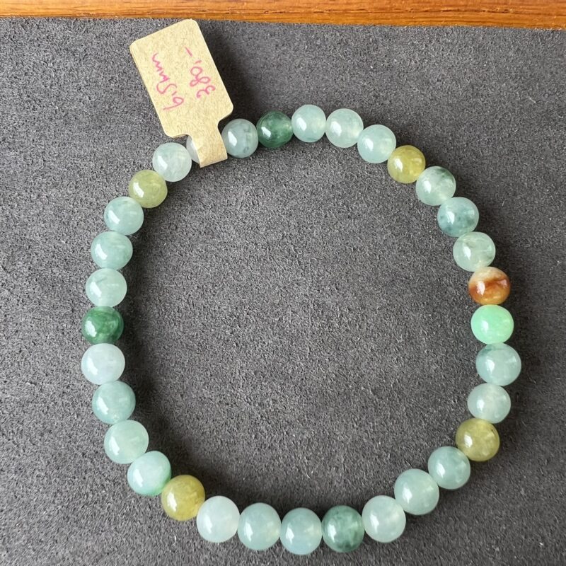 [6mm] Icy Multi-color Jade Bracelet Beads, BBM-0781 | Certified Grade A Jade