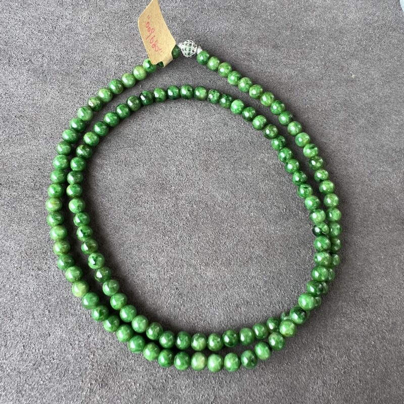 [5mm] Icy Green Jade Necklace Beads, NBG-0805 | Certified Grade A Jade