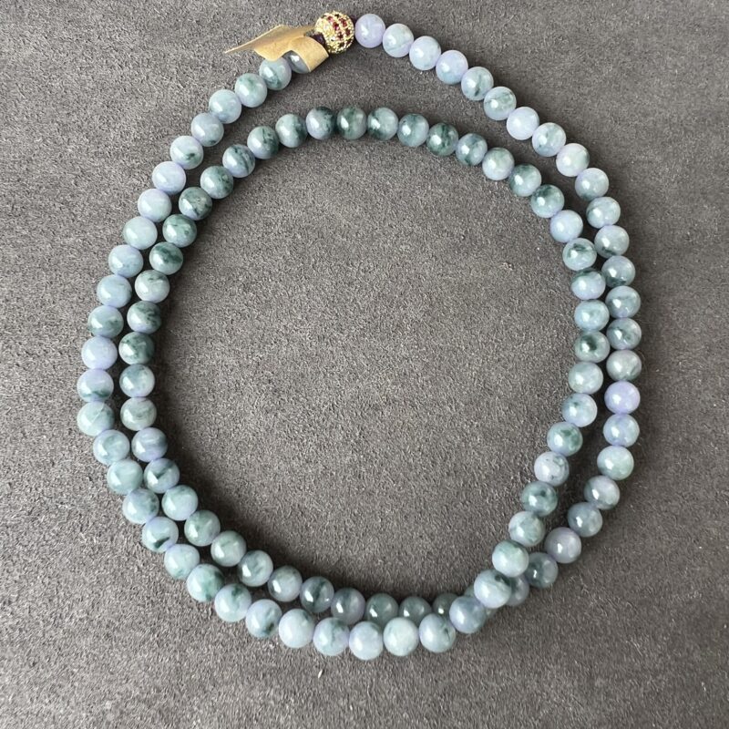 [6mm] Icy Lavender Jade Necklace Beads, NBL-0806 | Certified Grade A Jade
