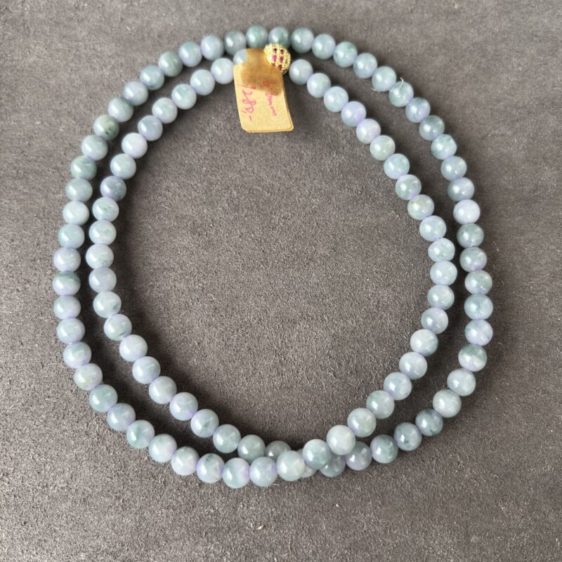 [6mm] Icy Lavender Jade Necklace Beads, NBL-0807 | Certified Grade A Jade