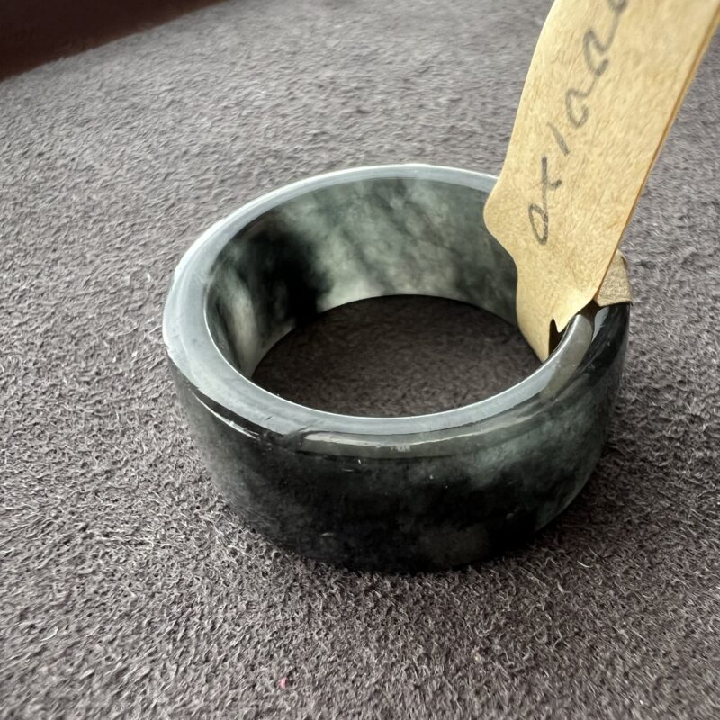 [HK19] Glutinous Icy Wu Ji / Black Jade Ring Full Jadeite Ring, RCW-1276 | Certified Grade A Jade