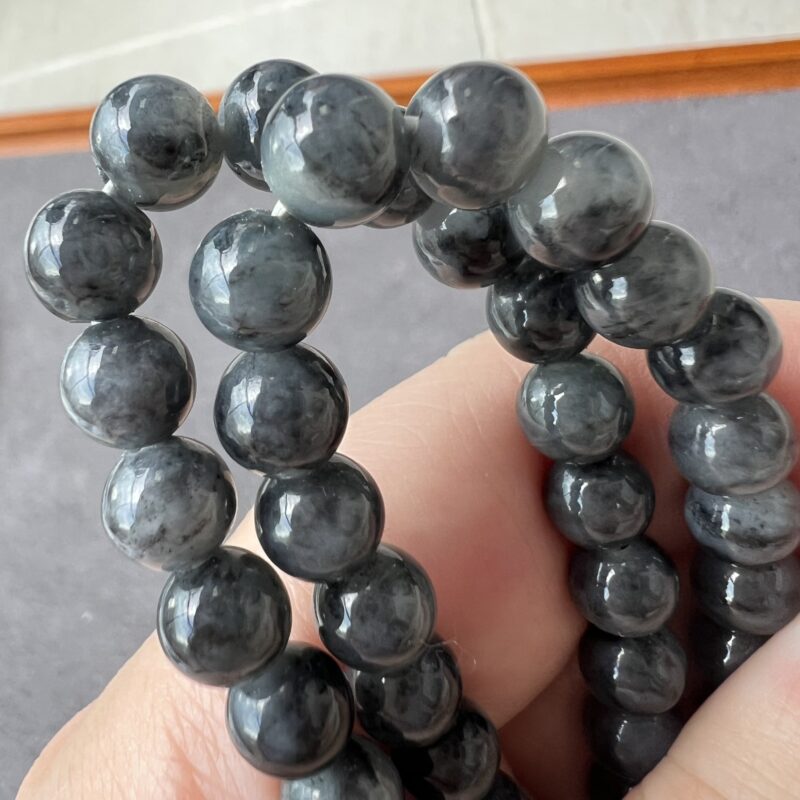 [6mm] Icy Wu Ji / Black Jade Necklace Beads, NBW-1344 | Certified Grade A Jade