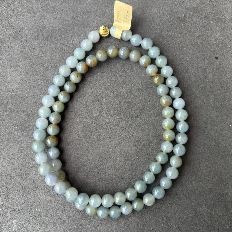 [8mm] Icy Lavender Jade Necklace Beads, NBL-1347 | Certified Grade A Jade