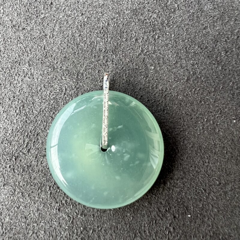 Icy Blue Jade Pendant 18K Gold, Button (Ping An Kou), PPB-1388 | Certified Grade A Jade