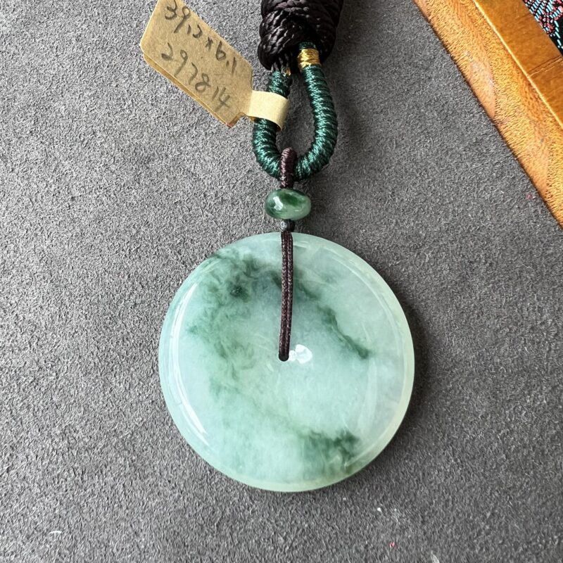 Icy Blue Jade Pendant Button (Ping An Kou), PPB-1591 | Certified Grade A Jade