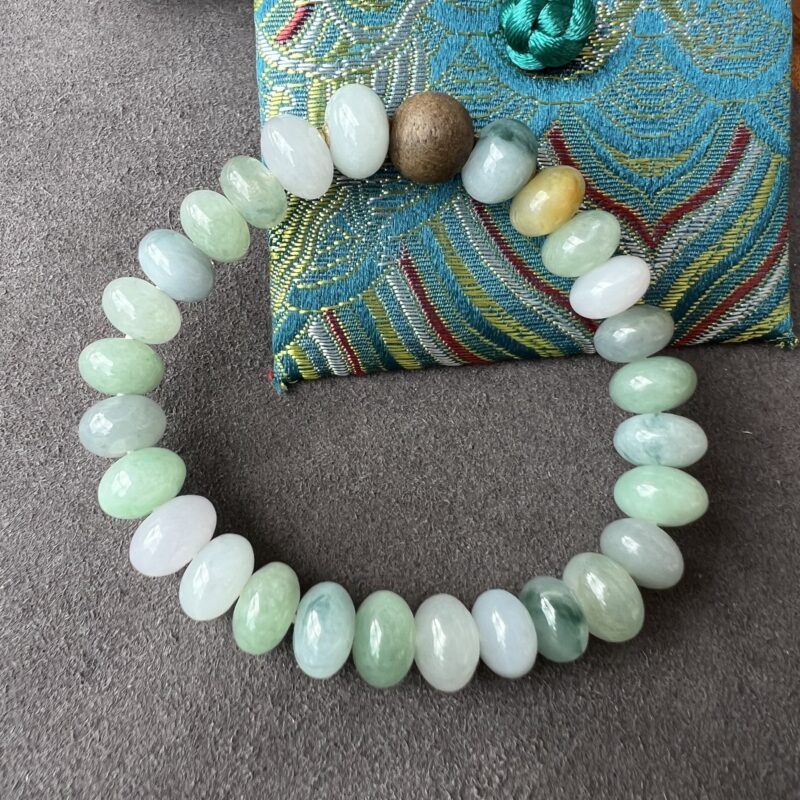 [10mm] Icy Multi-color Jade Bracelet Beads, BBM-1909 | Certified Grade A Jade