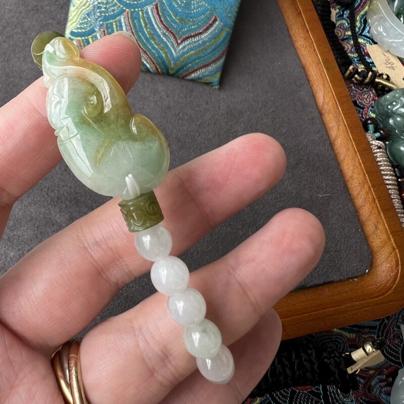 [8mm] Icy Yellow Jade Bracelet Beads, BBY-1930 | Certified Grade A Jade