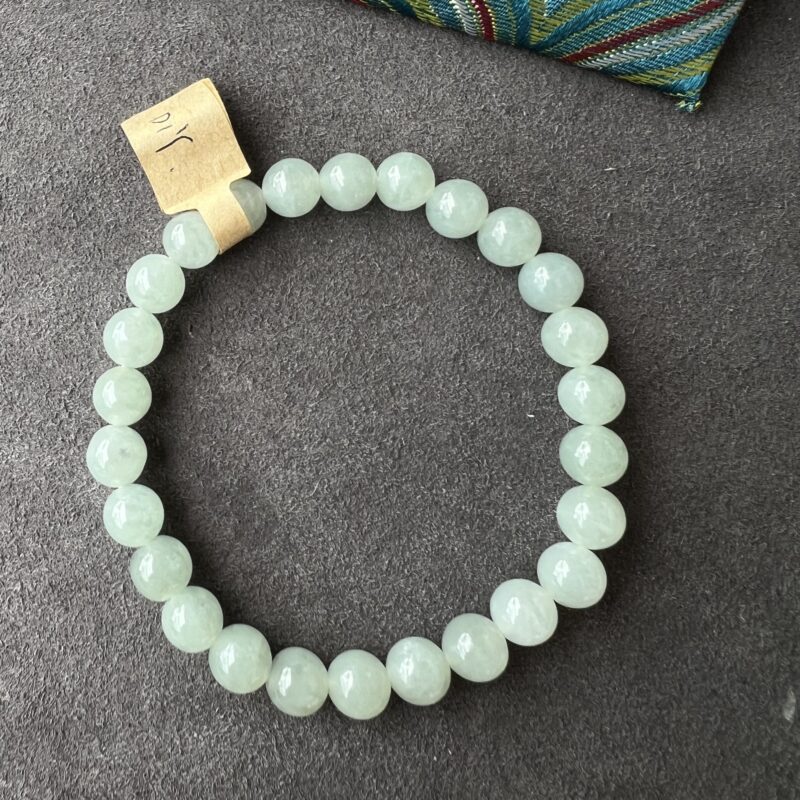 [8mm] Glutinous Icy Blue Jade Bracelet Beads, BBB-1933 | Certified Grade A Jade