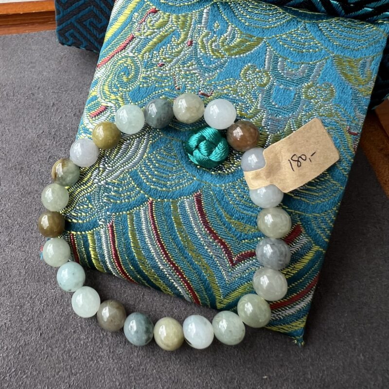 [8mm] Icy Green Jade Bracelet Beads, BBG-1940 | Certified Grade A Jade
