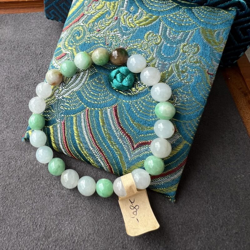 [8mm] Icy Green Jade Bracelet Beads, BBG-1951 | Certified Grade A Jade