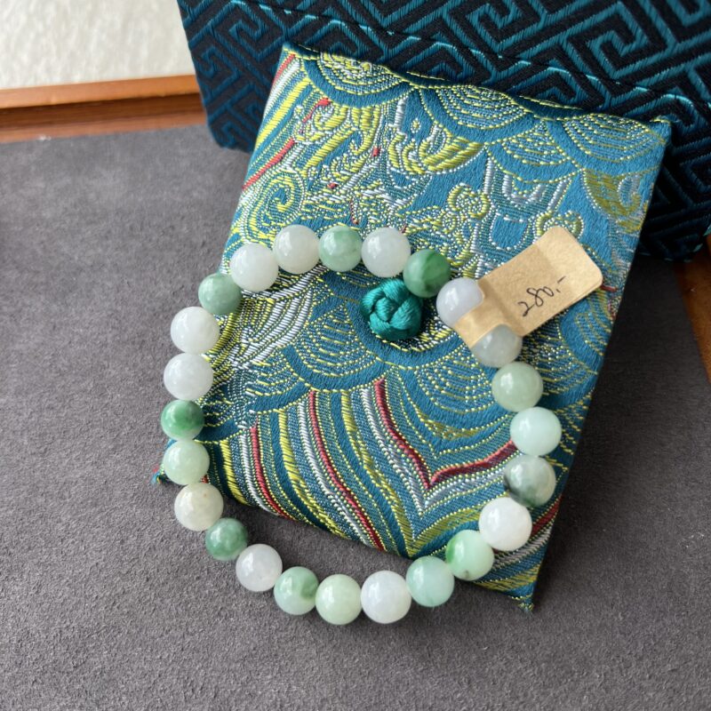 [8mm] Icy Green Jade Bracelet Beads, BBG-1952 | Certified Grade A Jade
