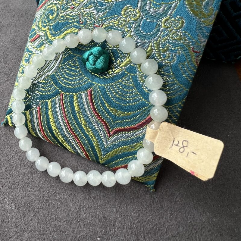 [6mm] Glutinous Icy Icy White Jade Bracelet Beads, BBI-1953 | Certified Grade A Jade