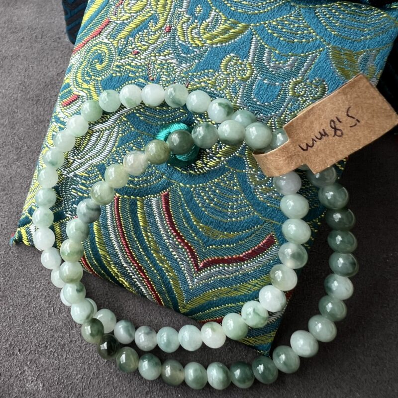[5mm] Icy Blue Jade Bracelet Beads, BBB-1954 | Certified Grade A Jade