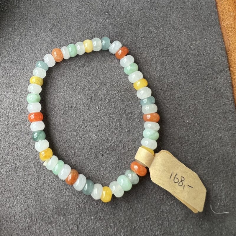 [6mm] Icy Multi-color Jade Bracelet Beads, BBM-1955 | Certified Grade A Jade