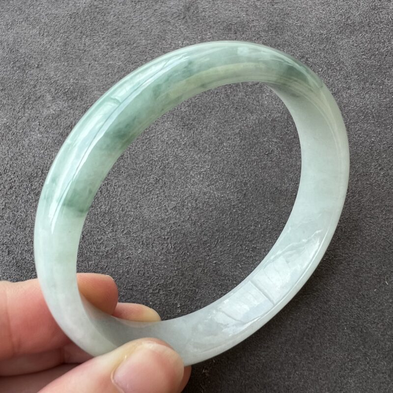 [58mm] Icy Green Jade Classic Bangle Round (Zheng Quan), CZG-2818 | Certified Grade A Jade
