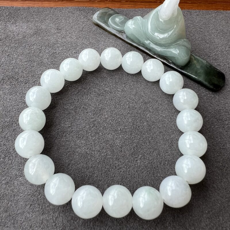 [10mm] Icy Icy White Jade Bracelet Beads, BBI-2819 | Certified Grade A Jade