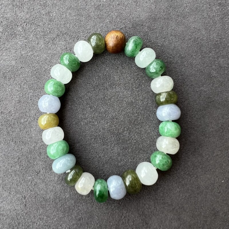 [10mm] Icy Multi-color Jade Bracelet Beads, BBM-2820 | Certified Grade A Jade