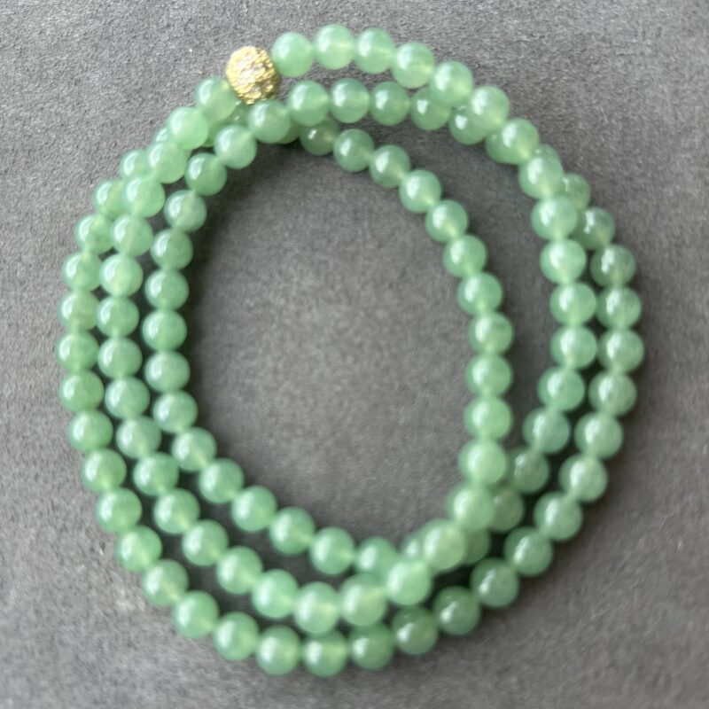 [6mm] Glassy Green Jade Necklace Beads, NBG-2826 | Certified Grade A Jade