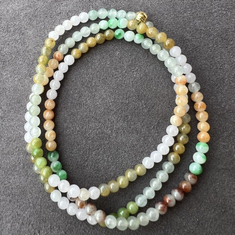 [4mm] Icy Multi-color Jade Necklace Beads, NBM-2827 | Certified Grade A Jade