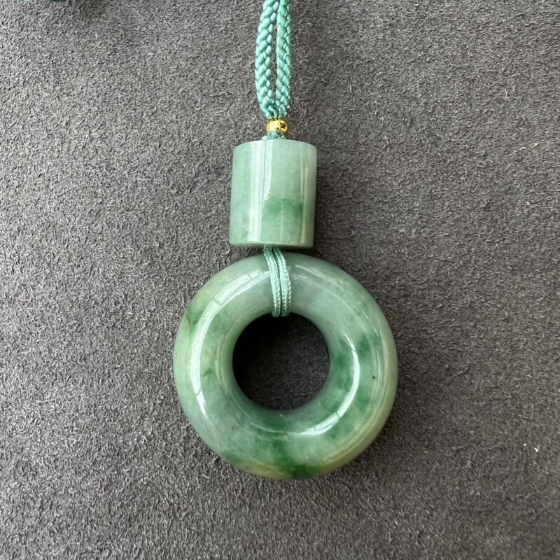 Icy Green Jade Pendant Button (Ping An Kou), Circle, PCG-2833 | Certified Grade A Jade