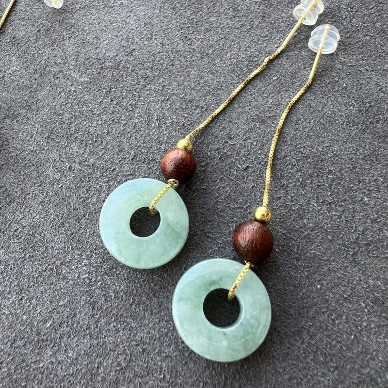 [32x32x-mm] Icy Green Jade Earring In setting, ECG-2864 | Certified Grade A Jade