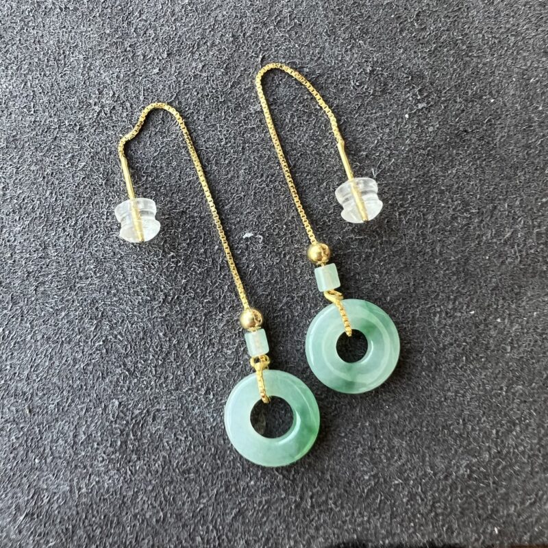 [34x34x-mm] Icy Green Jade Earring In setting, ECG-2866 | Certified Grade A Jade