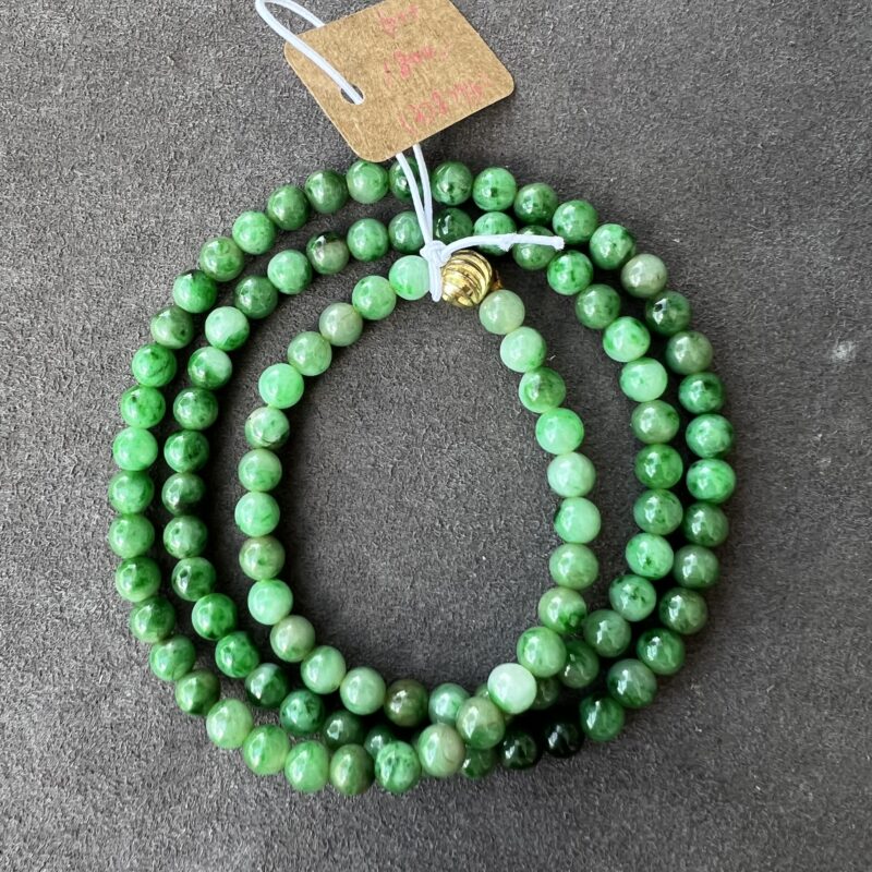 [6mm] Icy Green Jade Necklace Beads, NBG-2871 | Certified Grade A Jade