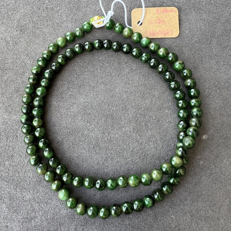 [6mm] Icy Green Jade Necklace Beads, NBG-2872 | Certified Grade A Jade