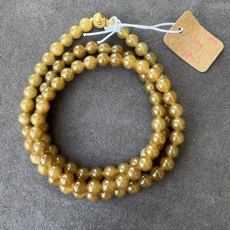 [7mm] Icy Yellow Jade Necklace Beads, NBY-2873 | Certified Grade A Jade