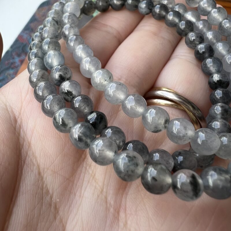 [6mm] Icy Wu Ji / Black Jade Necklace Beads, NBW-2908 | Certified Grade A Jade