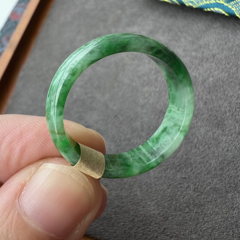 [HK20] Icy Green Jade Ring Full Jadeite Ring, RCG-2922 | Certified Grade A Jade