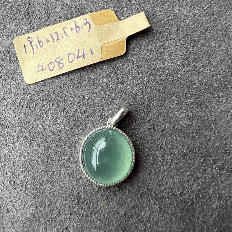 Icy Blue Jade Pendant Oval, POB-2950 | Certified Grade A Jade
