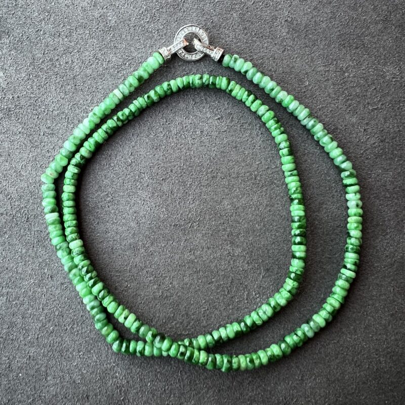 [4mm] Icy Green Jade Necklace Beads, NBG-2989 | Certified Grade A Jade