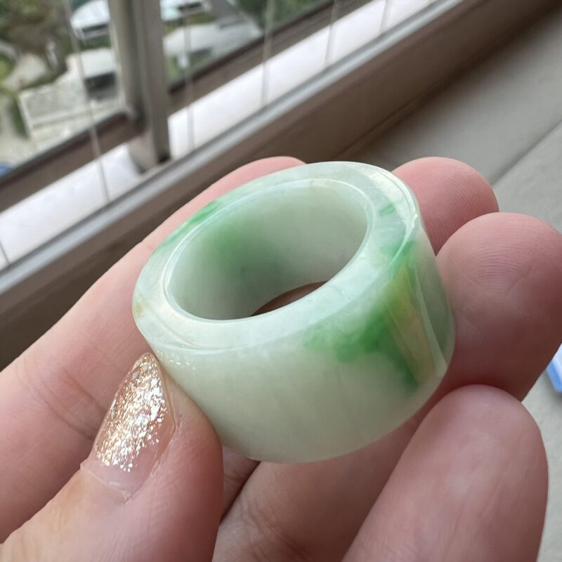 [HK22] Icy Green Jade Ring Full Jadeite Ring, RCG-3123 | Certified Grade A Jade