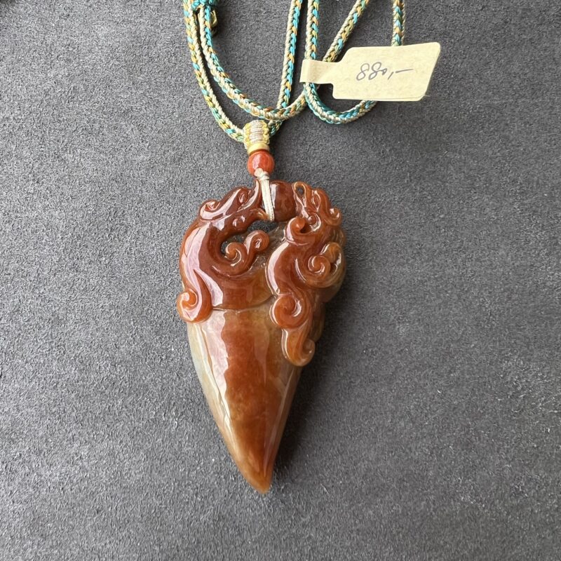 Icy Orange Jade Pendant Hand-carving Stone, PHO-3735 | Certified Grade A Jade