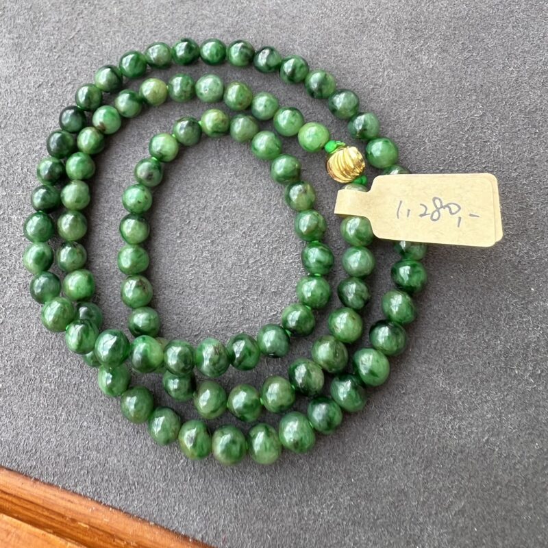 [6mm] Icy Green Jade Necklace Beads, NBG-3741 | Certified Grade A Jade