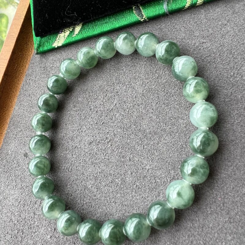 [7mm] Icy Blue Jade Bracelet Beads, BBB-3744 | Certified Grade A Jade
