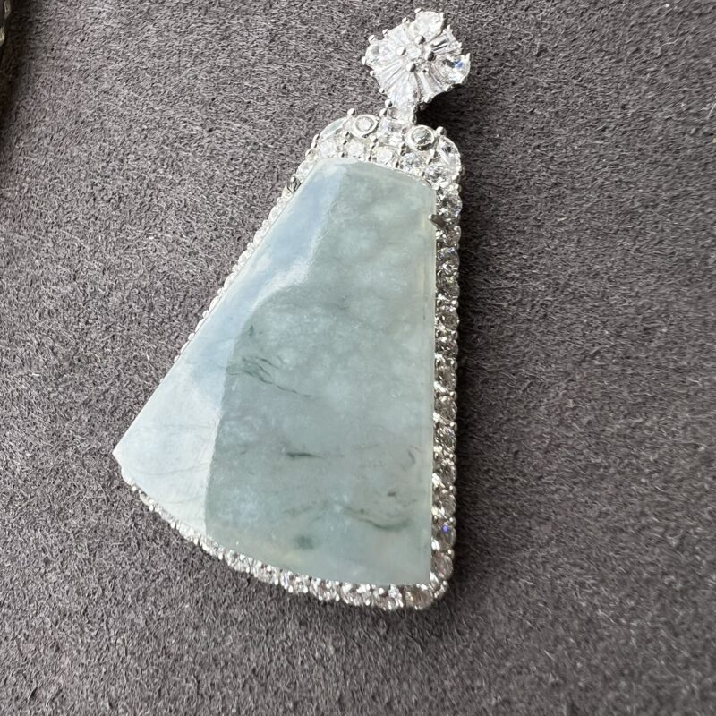 Icy Blue Jade Pendant Plate (Wu Shi Pai), PWB-3774 | Certified Grade A Jade