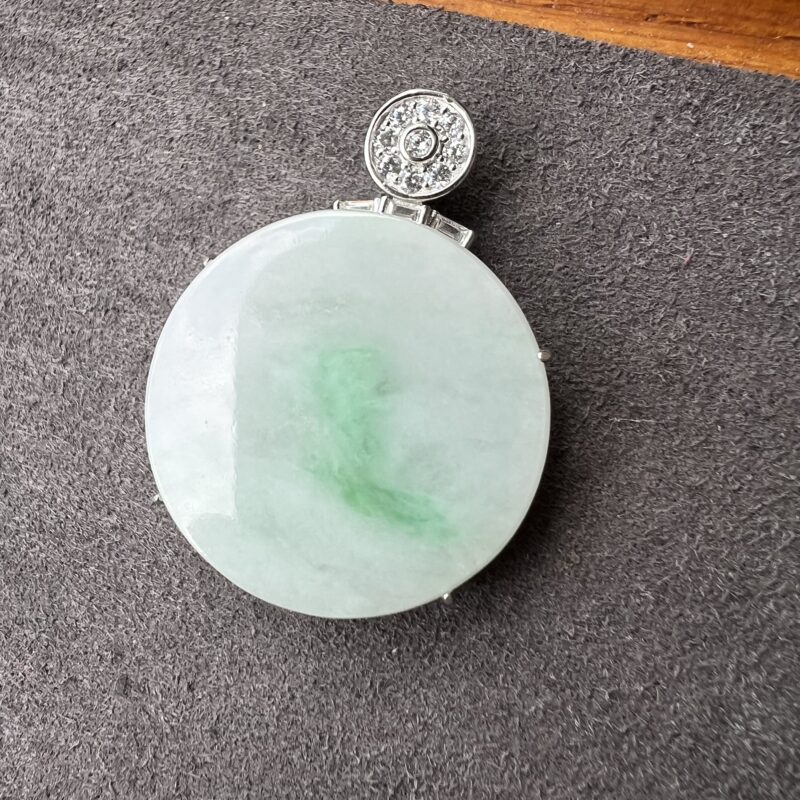 Icy Green Jade Pendant Plate (Wu Shi Pai), PWG-3775 | Certified Grade A Jade