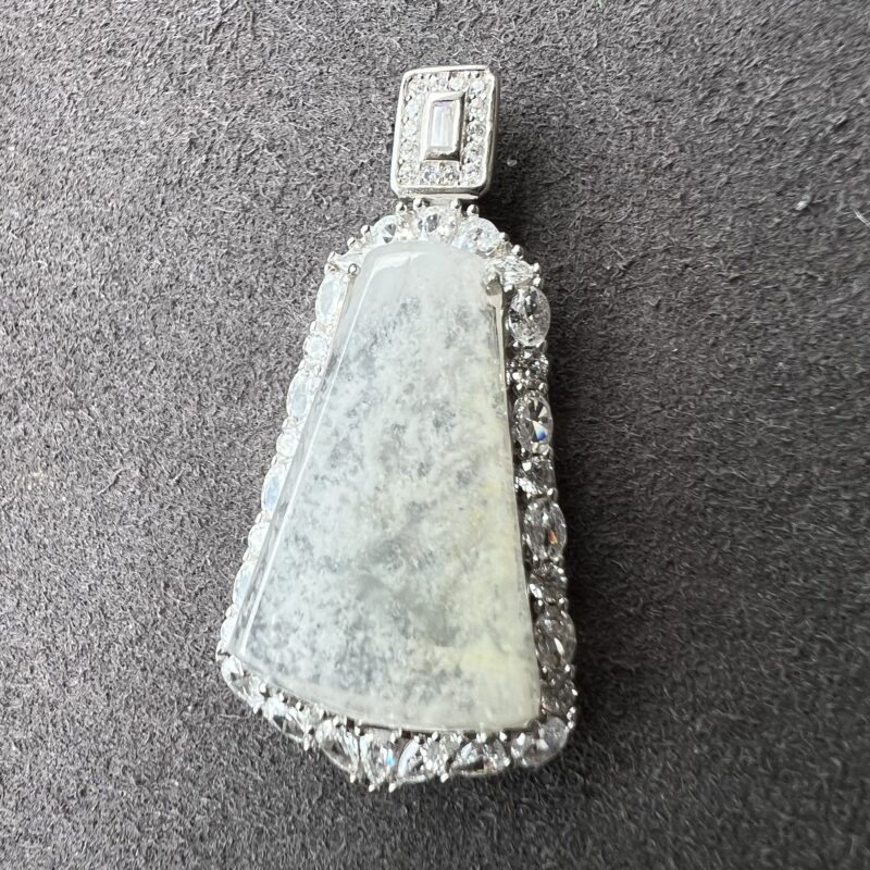 Icy Icy White Jade Pendant Plate (Wu Shi Pai), PWI-3779 | Certified Grade A Jade