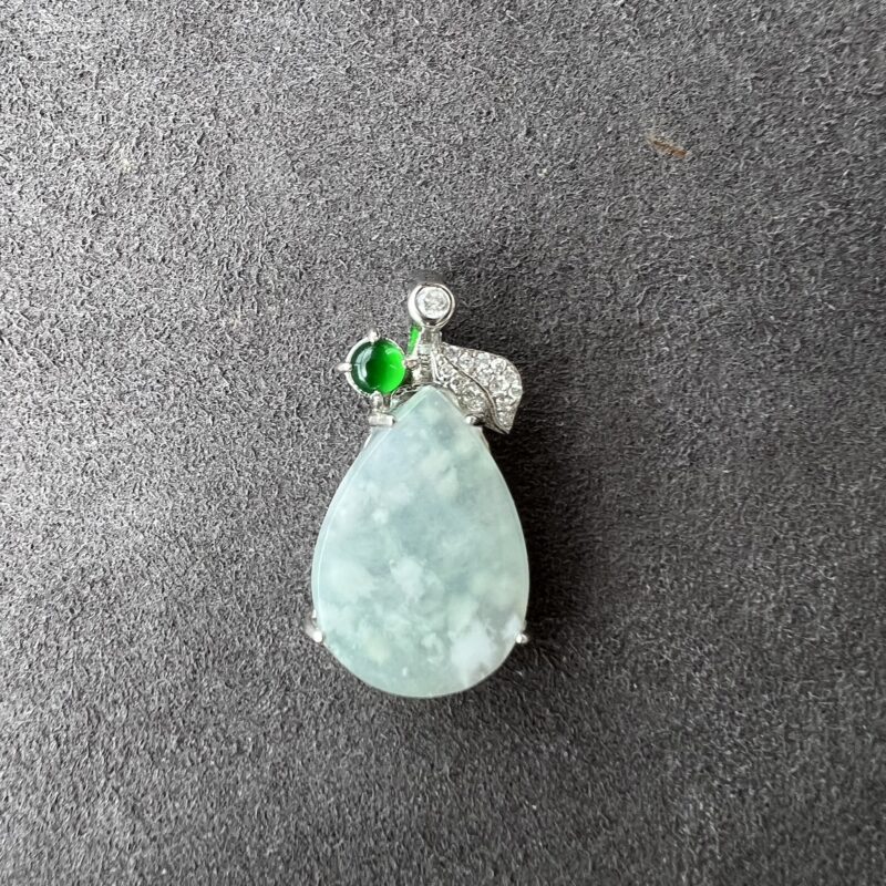 Icy Blue Jade Pendant Plate (Wu Shi Pai), PWB-3791 | Certified Grade A Jade