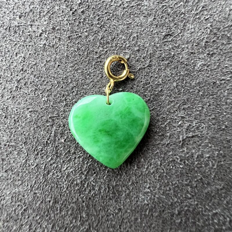 Icy Green Jade Pendant 18K Gold, Hand-carving Stone, PHG-3852 | Certified Grade A Jade