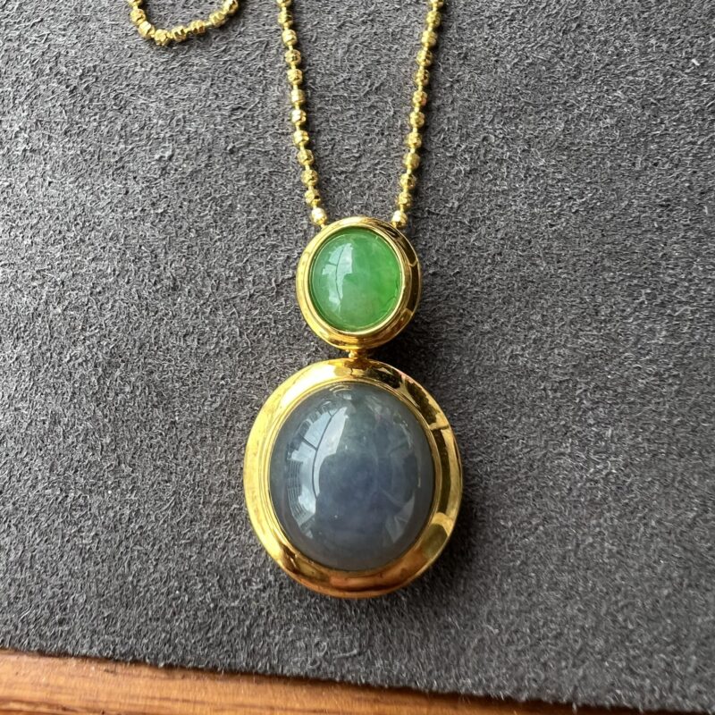 Icy Lavender Jade Pendant Oval, POL-3855 | Certified Grade A Jade
