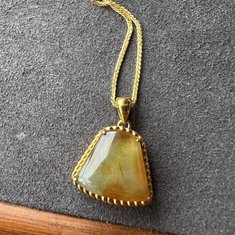 Icy Yellow Jade Pendant Hand-carving Stone, PHY-3856 | Certified Grade A Jade