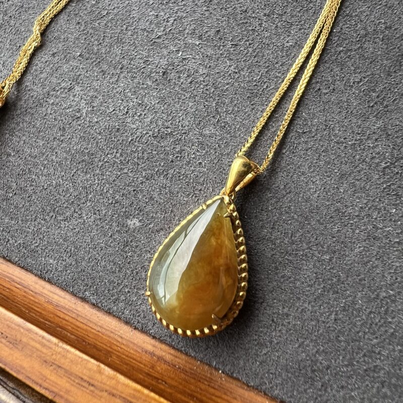Icy Yellow Jade Pendant Hand-carving Stone, PHY-3858 | Certified Grade A Jade