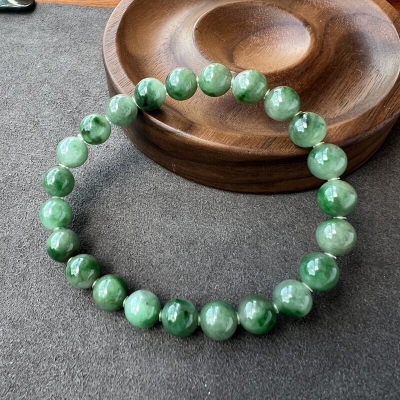 [7mm] Icy Green Jade Bracelet Beads, BRG-4256 | Certified Grade A Jade