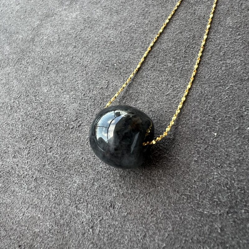 Icy Wu Ji / Black Jade Pendant Round, PRW-4264 | Certified Grade A Jade